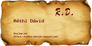 Réthi Dávid névjegykártya